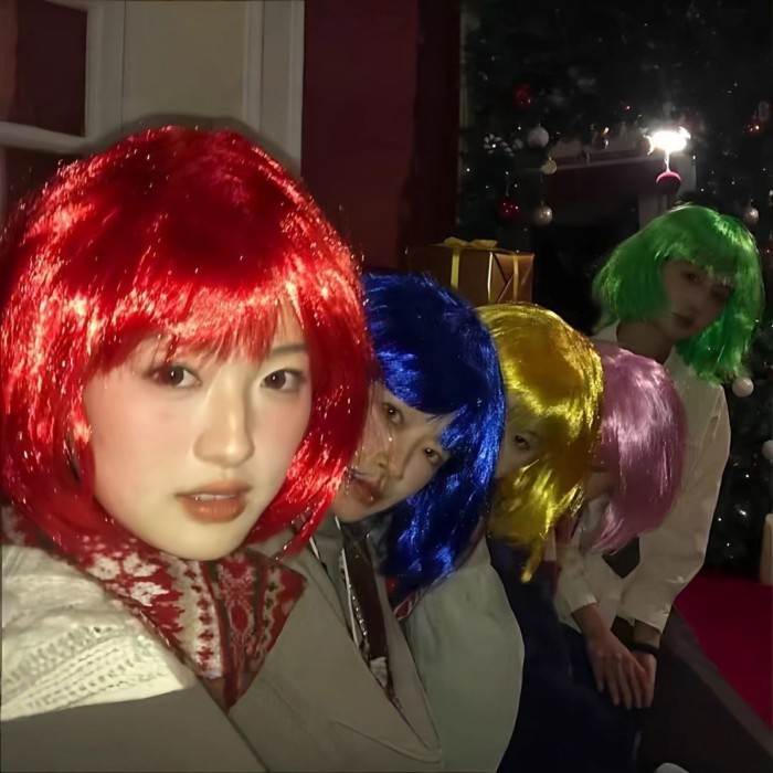 Wig berwarna-warni Simulasi rambut bob warna-warni rambut pendek artefak produksi alat peraga foto p