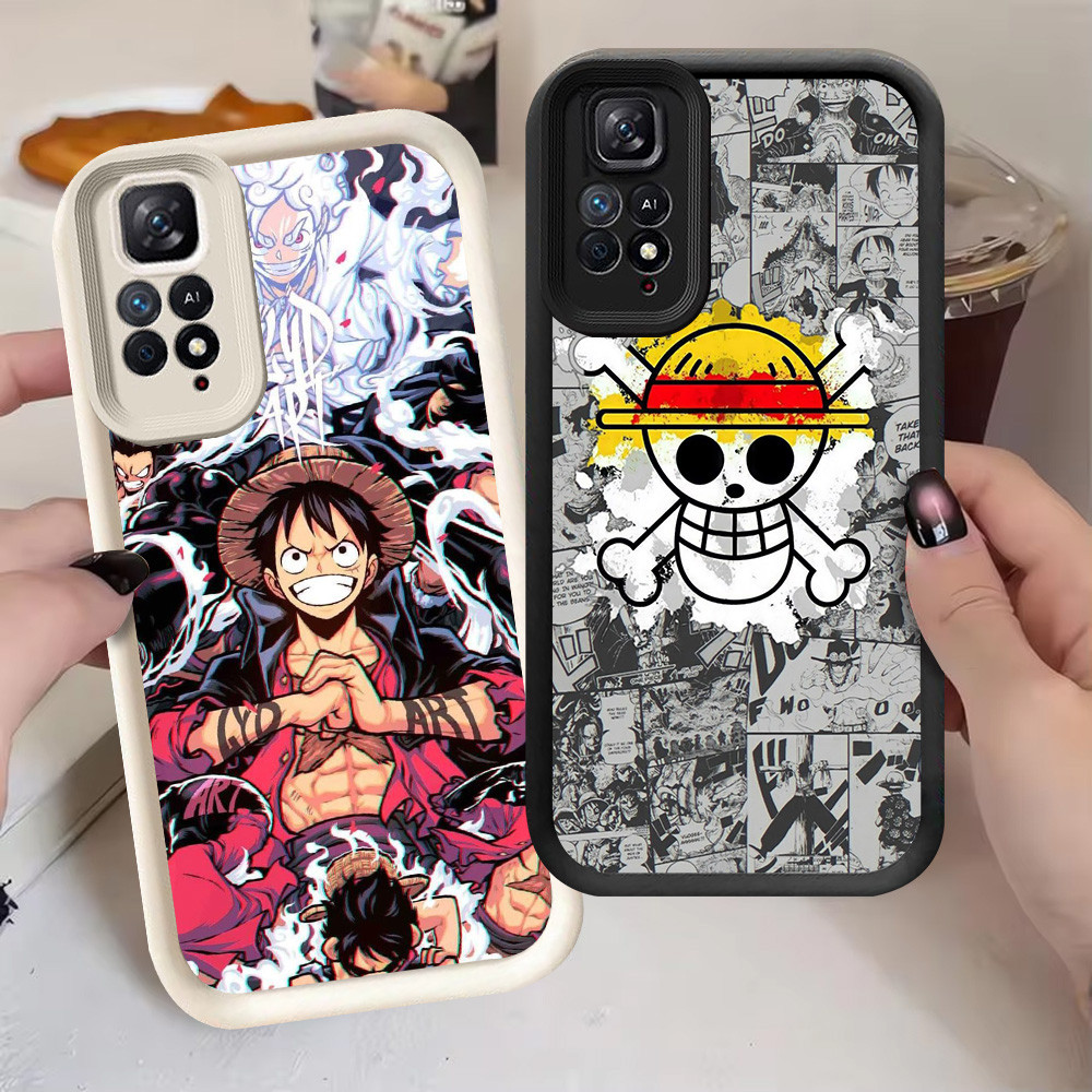 G-37 One Piece Luffy Casing untuk Xiaomi Redmi Note 11 SE 11S Pro 5G Hitam dan putih
