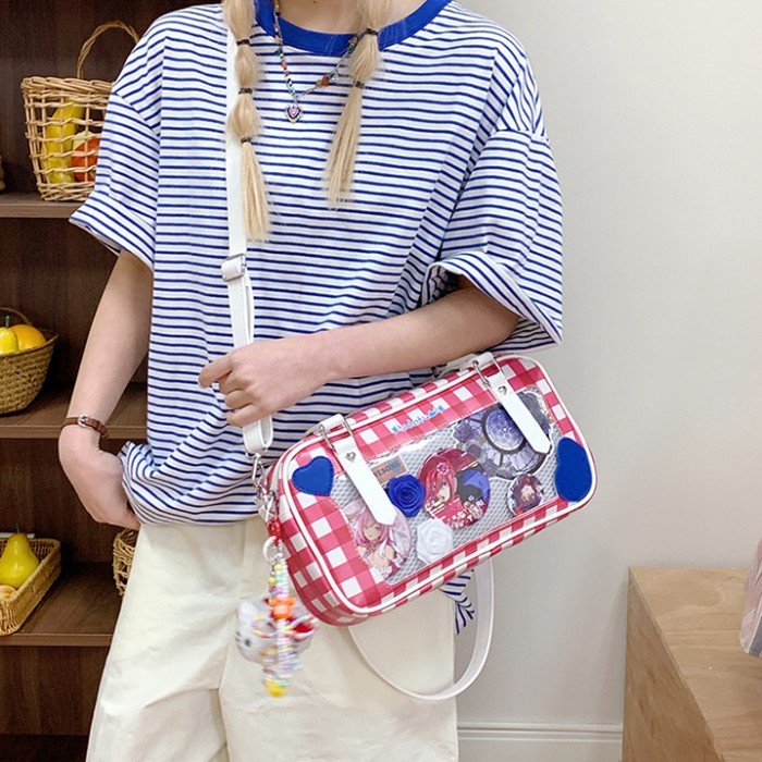 Tas Bahu, Gaya Kuliah, Serbaguna, Sederhana, Tas Kurir Wanita Kapasitas Besar, Tas Bahu Transparan, 