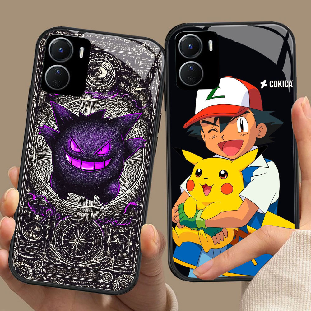 SM-6 Cute Pokemon HD Glass Casing untuk VIVO Y16 Y15S Y01 Y56 Y36 Y27S Y15A Y36i Y17S iQOO Z9X U5X