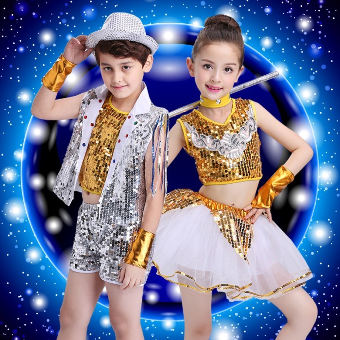 Children's Jazz Dance Costumes Boys Modern Dance Street Dance Costumes Girls Sequined Jazz Dance Co