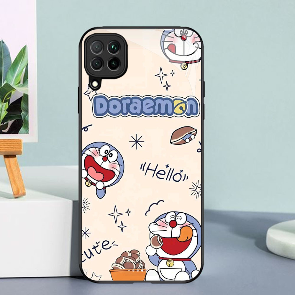 RR-6 Doraemon Casing ponsel kaca tempered Samsung A12 A22 M12 M32 5G