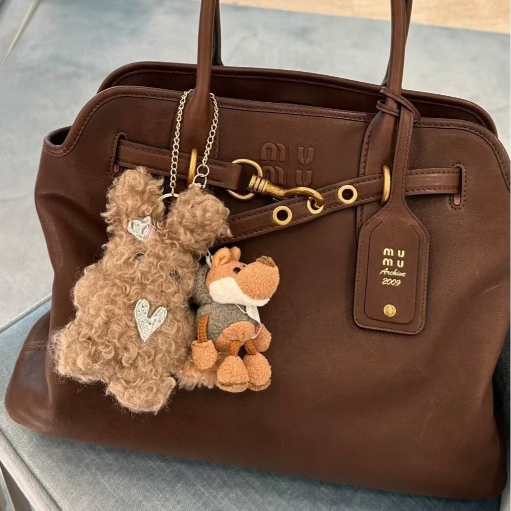 Tas Selempang Wanita Vintage Brown Bag Charms - Miu Style Archive Handbag Retro Aesthetic Besar Kuli