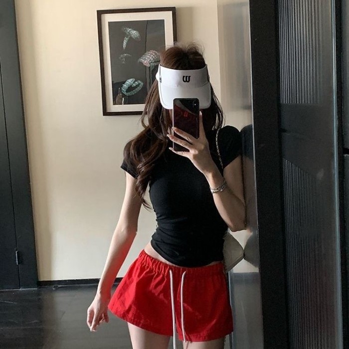 Mint Green Sports Shorts For Women, New Summer Style, Lightweight, Breathable, Quick-drying Pants F