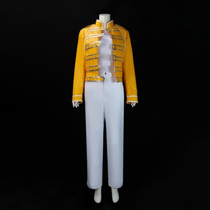 Queen Freddy Cos Suit Queen Lead Singer Freddy Yellow Leather Suit Character Performance Costume