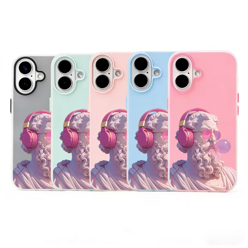 Pink Headphone Statue Bubblegum Jelly Case For Redmi 10C 12C 12 13C 13 9A 9C 10A 9T 9/Note 9S 10 10S