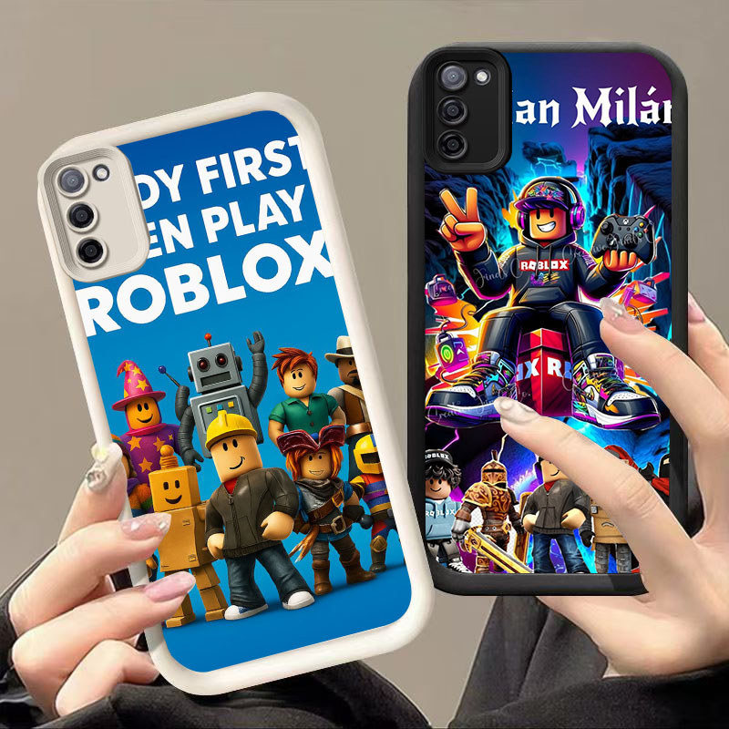 MK-66 Play ROBLOX Silikon hitam putih Casing untuk Samsung A71 FE S20 A51 M30S M21 2020