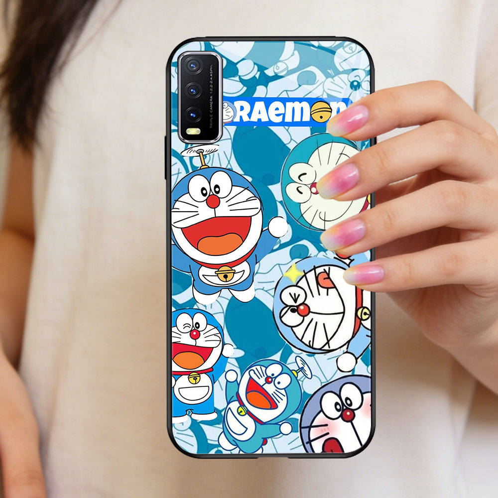 TT-10 Doraemon Casing hp kaca VIVO Y20s Y50 Y03 Y30 V50 Y29 Y20 S1 Y20i V15 Pro Lite