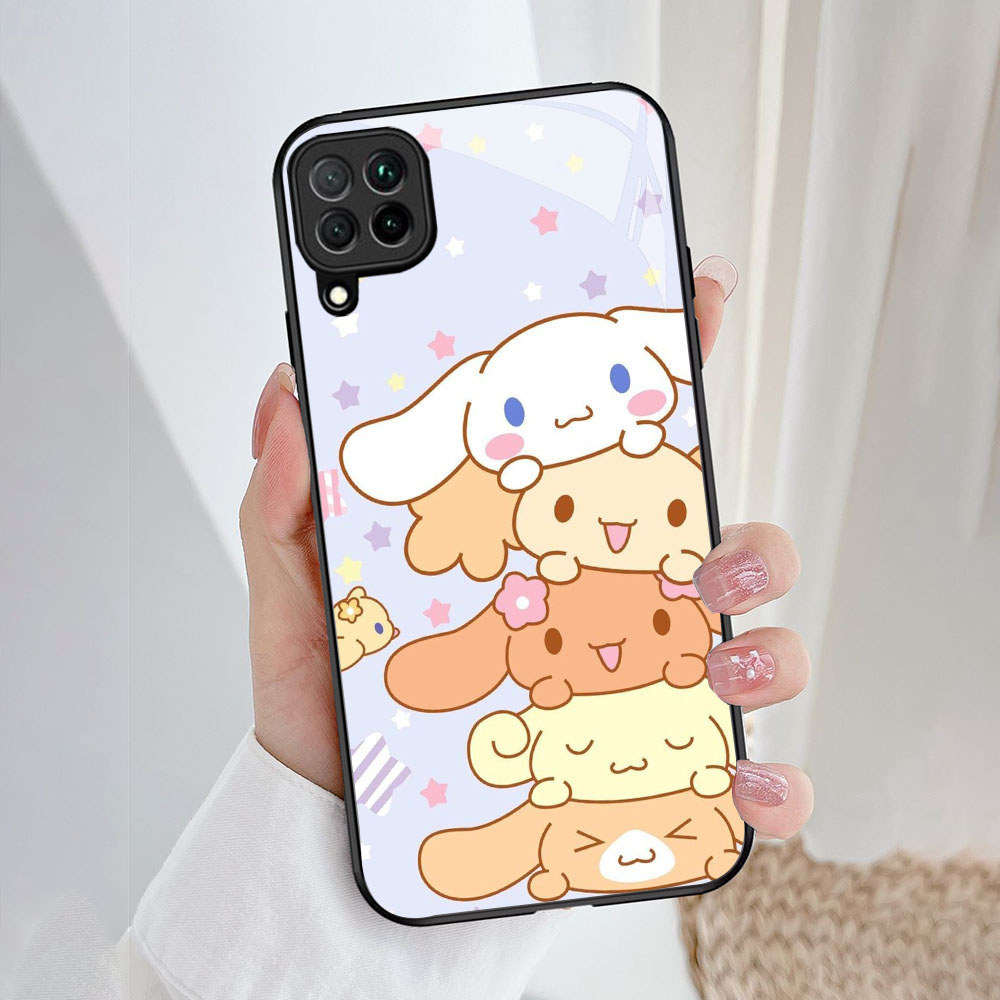 YW-12 Cinnamoroll Casing ponsel kaca tempered Samsung A12 A22 M12 M32 5G