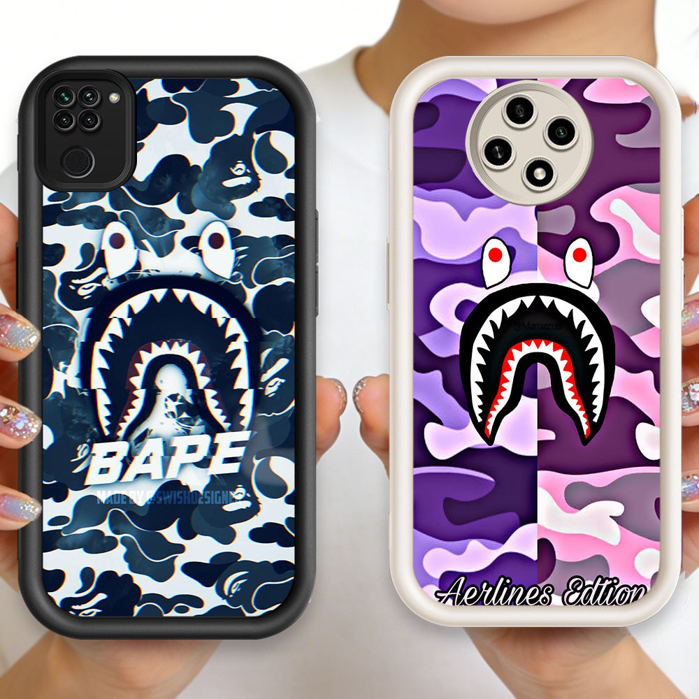 P-2 BAPE Casing Silikon Ponsel Xiaomi Redmi Note 9S 9 8 Pro Max