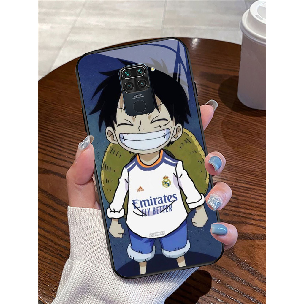 A2-40 One Piece versi chibi Casing ponsel kaca tempered Xiaomi Redmi Note Poco X3 NFC 9 M2 9S Pro