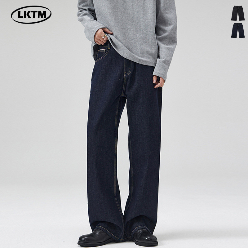 Pakaian Pria LKTM#Jeans Versi 2021M Sapi Mentah Biru Tua Unisex Longgar Klasik Cleanfit Celana Lurus