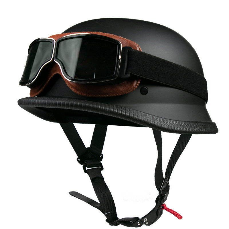 Helm Motor tentara gaya Jerman eksklusif , retro, helm setengah untuk skuter cruiser, unisex, berser