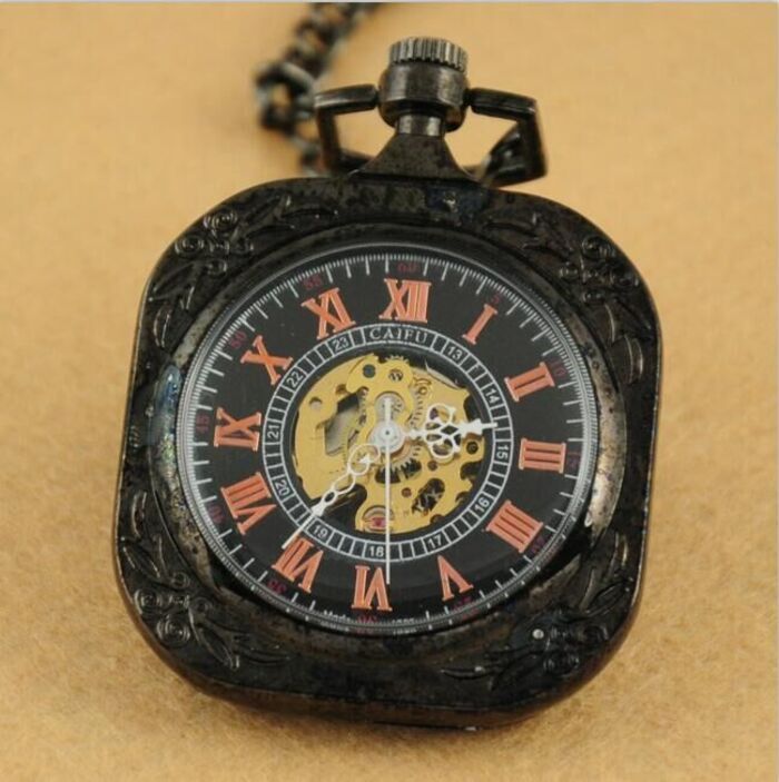 Jam Tangan Keren Saku Mekanik Persegi Langsung dari Pabrik Perhiasan Antik Gantung untuk Pria  Wanit