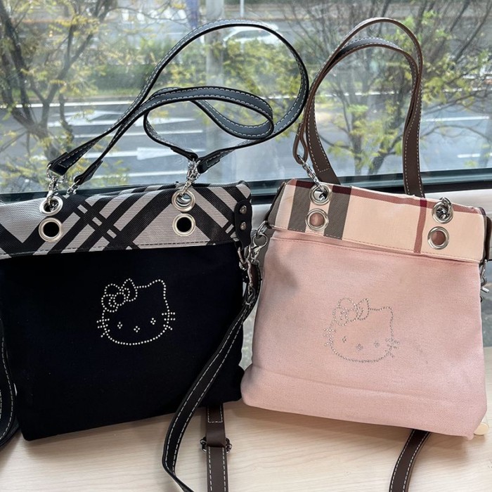 Tas Tote Hello Kitty Berlian Bekas Bekas Tas Selempang Tas Bahu Kanvas Tas Tangan Ketiak Sambungan W