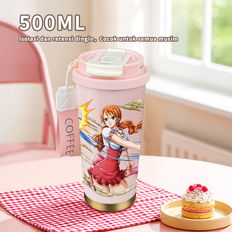Nami Anime Attack  COD  Tumbler Cartoon kopi  Perempuan Termos air panas Portabel 500ml  Botol Minum