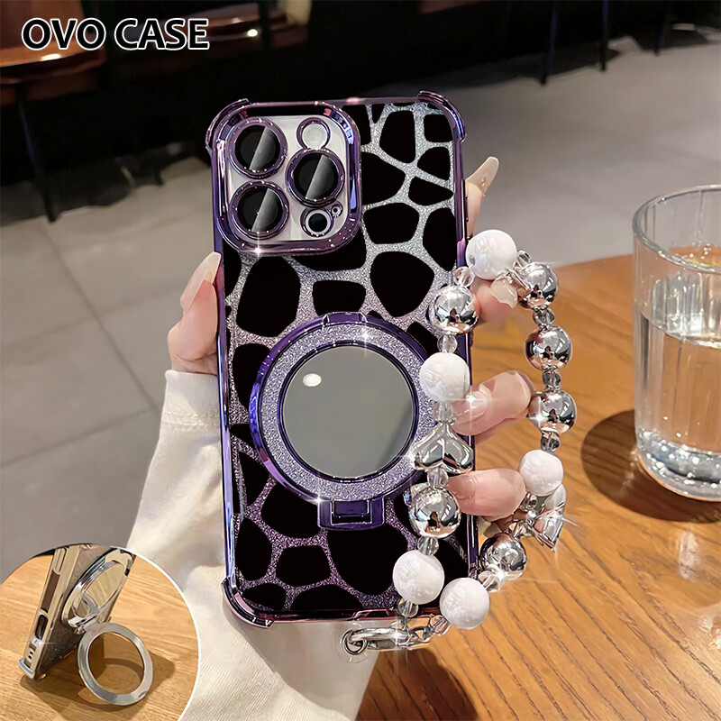 Case Oppo Gemerlap Stand Holder Garskin Soft Case Oppo A53 A54 A55 A57 5G A58 With Strap Dengan Stan