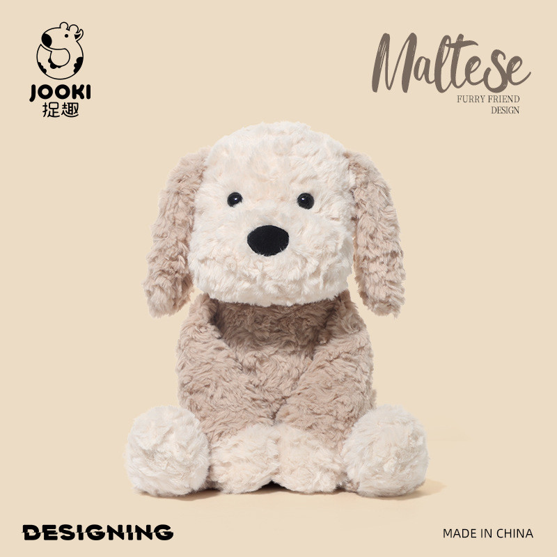 Boneka karakter Hewan Maltese Lucu Mainan Plush Anak Anjing Isi Bantal Tidur untuk Gadis  Berkualita