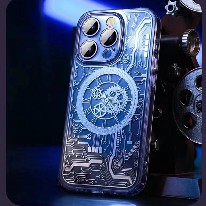 Magnetic transparent Mechanical time case for iPhone 14 Pro Max 13 Pro Max 12 Pro Max 14 13 12 14 Pro 13 Pro 12 Pro shell