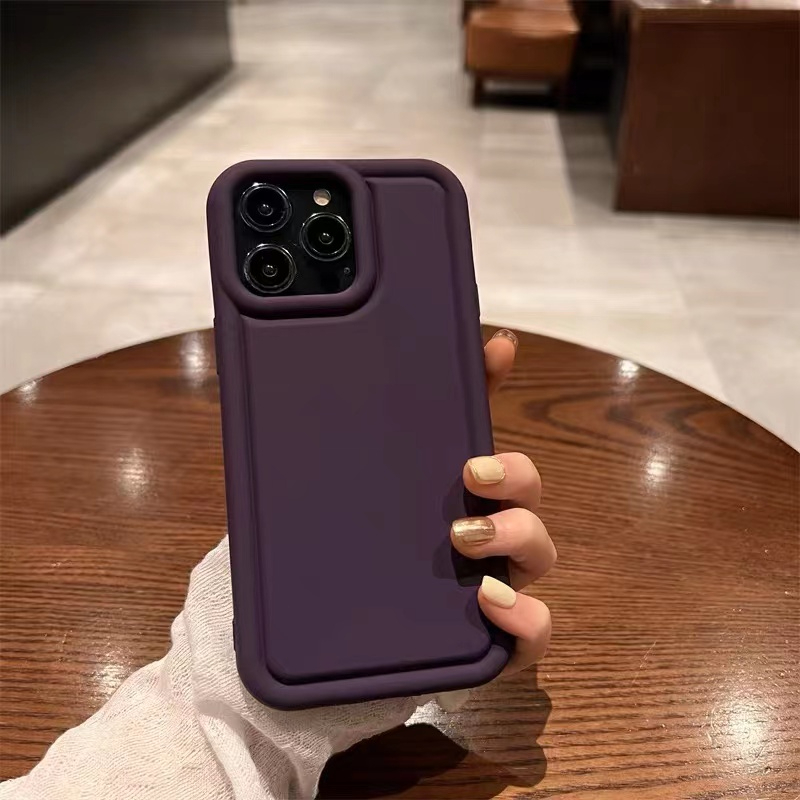 IPHONE Malam Ungu Matte Frosted Cair Silikon Casing Ponsel Kompatibel Untuk Iphone14 13 12 11 Pro Max Lembut TPU Shockproof Case Penutup Belakang