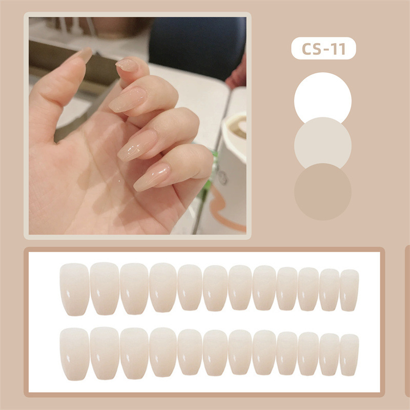 Kuku Palsu Fake Nail 24 Pcs Kemasan Strip Kuku Palsu Baru Fake Nails Kuku Palsu 3d Kuku Palsu Polos French Manicure-T103