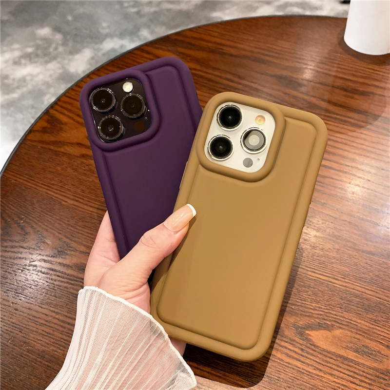 IPHONE Malam Ungu Matte Frosted Cair Silikon Casing Ponsel Kompatibel Untuk Iphone14 13 12 11 Pro Max Lembut TPU Shockproof Case Penutup Belakang