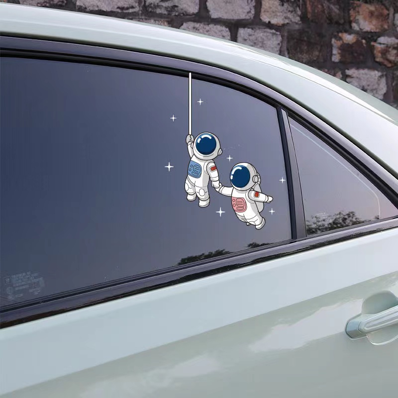 Jendela Pintu Mobil Astronot Kaca Depan Stiker Reflektif Pasangan Astronot Bodi Sepeda Motor Dekoratif Decal