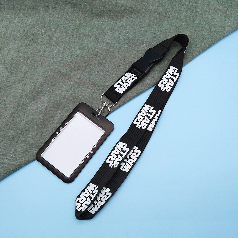 Desain Keren Pelindung Kartu Star Wars Dengan Setelan Lanyard Leher untuk Gantungan Kunci ID Lencana Kartu Bus Pemegang Tag Nama Staf Selempang Sarung Ponsel