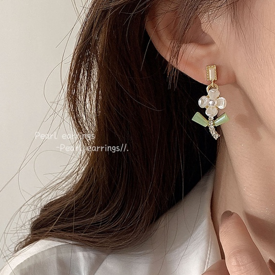 Korea Musim Panas Baru Anting Ladies Hijau Stud Earrings925 Anting Perak