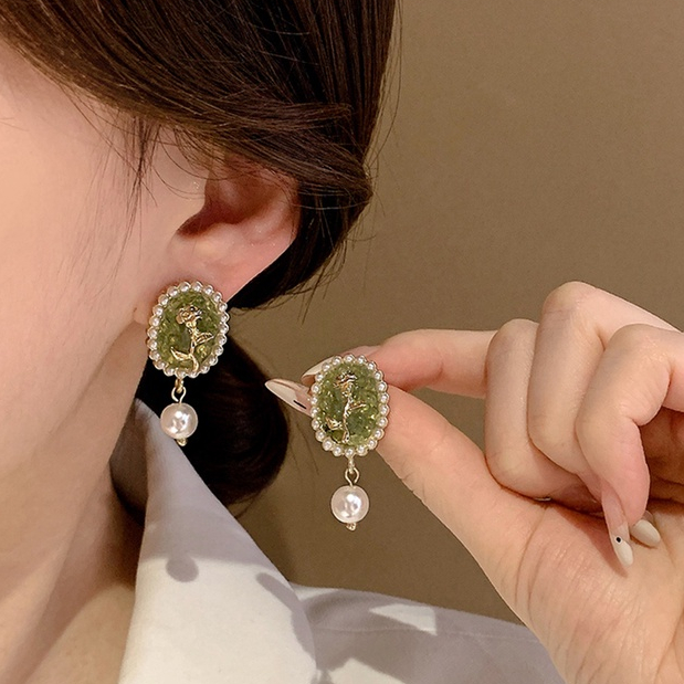 Korea Musim Panas Baru Anting Ladies Hijau Stud Earrings925 Anting Perak