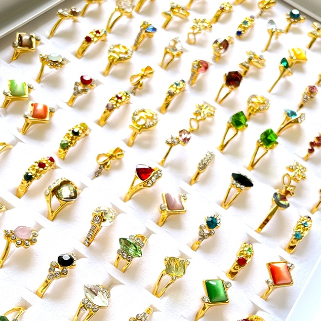 20 Pcs Cincin Sederhana Untuk Wanita Perempuan Lucu Jari Rings Hadiah Ulang Tahun Romantis Untuk Pacar Fashion Batu Zirkon Perhiasan Set