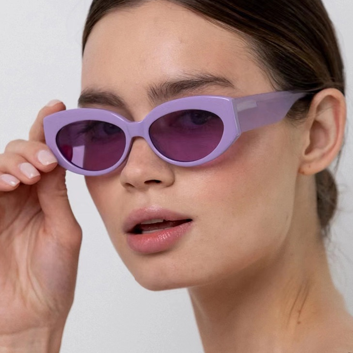 Jelly Ungu Kacamata Bingkai Oval Cat-eye Driving Sunglasses Pakaian Fashion Pria Dan Wanita Kacamata Perjalanan Yang Serasi