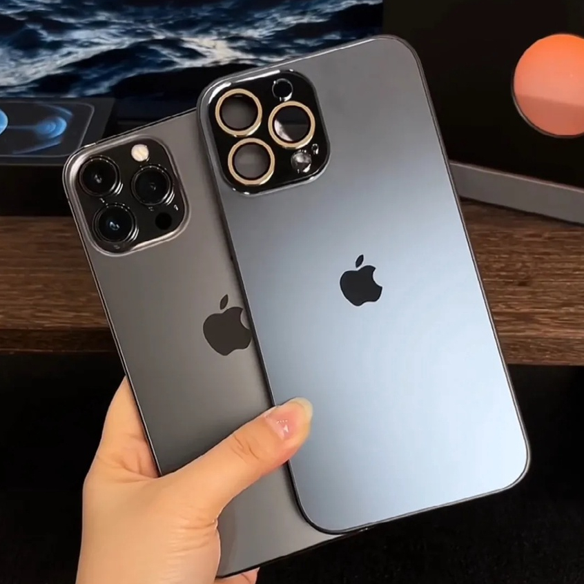 New Matte Super Steel Casing untuk iphone 11 12 13 14 Pro Max dengan perlindungan lensa 11 pro max bahan plating tepi persegi desain belakang anti gores pelindung hitam penutup lembut