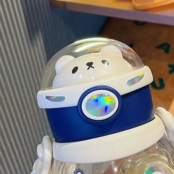 Indah Dirgantara Beruang Perut Gelas Plastik Diagonal Straddle Strap Straw Water Bottle DIY Siswa Minum Cangkir Air Di Sekolah