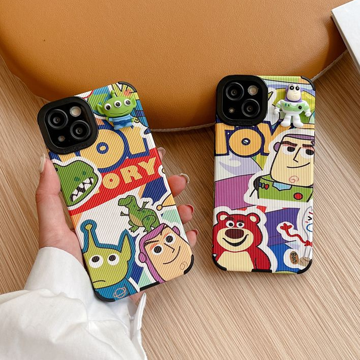 3D Toy Story Alien Monster LOTSO Cartoon Leather SoftCase iP iPhone 7 8 + Plus XS XR 11 12 13 14 Pro Max Casing hp iPhone XR kESING