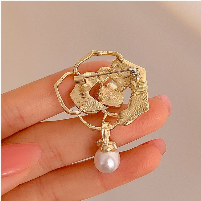 Fashion Ladies Bros Indah Mutiara Bunga Bros Gaya Korea Pin Pakaian