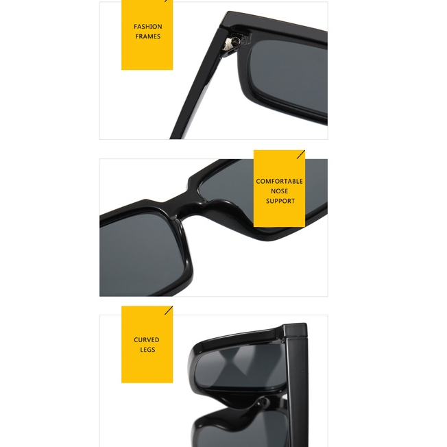 Kacamata Hitam Kuku Beras Persegi2023 Baru Eropa-Amerika cross-border ins sun glasses beach street shot sunglasses