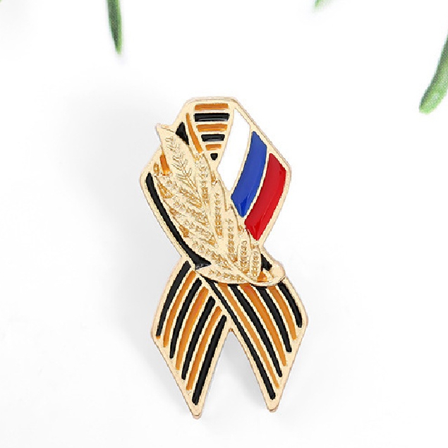 [AdornmentNo1] Pita Tanda Lencana Bendera Rusia Saint George Ribbon Lapel Pin Meriah Bros [ID]