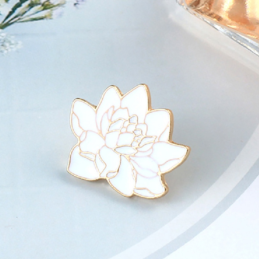 [AdornmentNo1] Buddhism White Lotus Flower Enamel Pin Floral Plant Bros Denim Coat Ransel Lapel Pin Pria Wanita Lencana Perhiasan Jepang Hadiah Syal Kancing [ID]