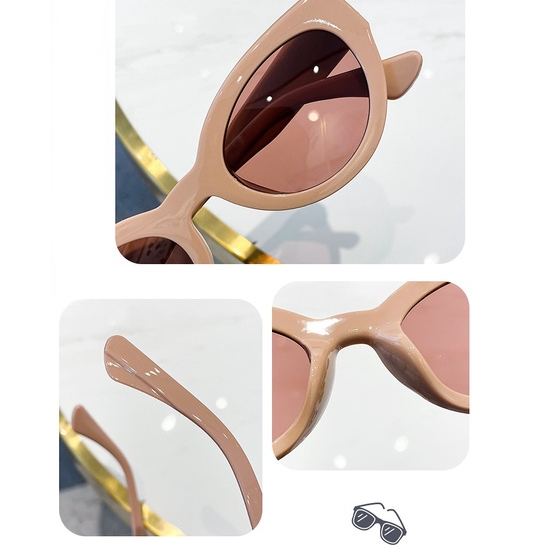 Kacamata Oval Retro Untuk Wanita Rasa Canggih Perlindungan UV sunglasses Pria