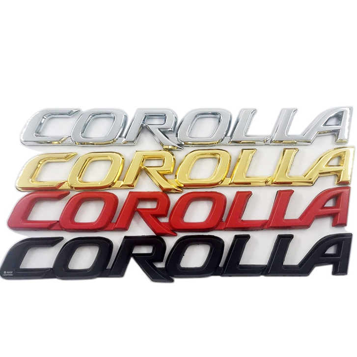 1x Logo Huruf Corolla Logam Besar Mobil Auto Hias Emblem Badge Sticker Decal Pengganti TOYOTA Corolla