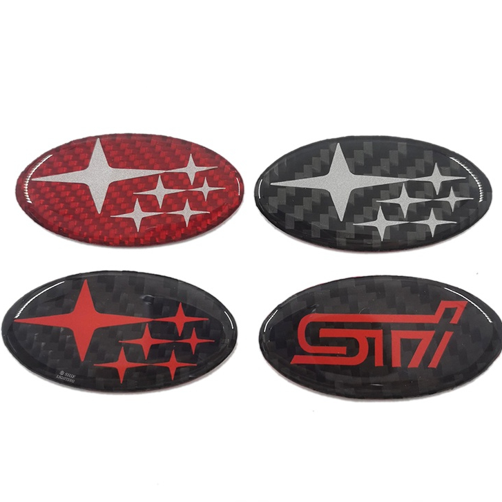 1x Serat Karbon SUBARU STI Logo Mobil Auto Steering Wheel Hias Emblem Badge Decal Stiker Pengganti SUBARU