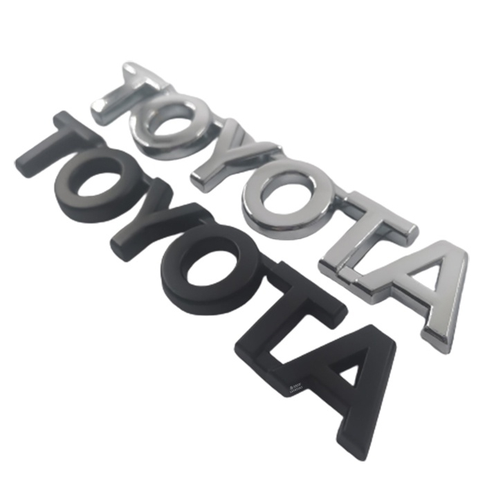 1x Logam Chrome Hitam TOYOTA Logo Huruf Mobil Auto Rear Trunk Emblem Badge Stiker Decal Pengganti TOYOTA