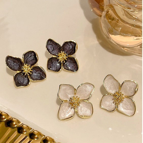 Fashion Retro Wanita Anting Mutiara Gaya Korea Musim Panas Baru Bunga Stud Earrings