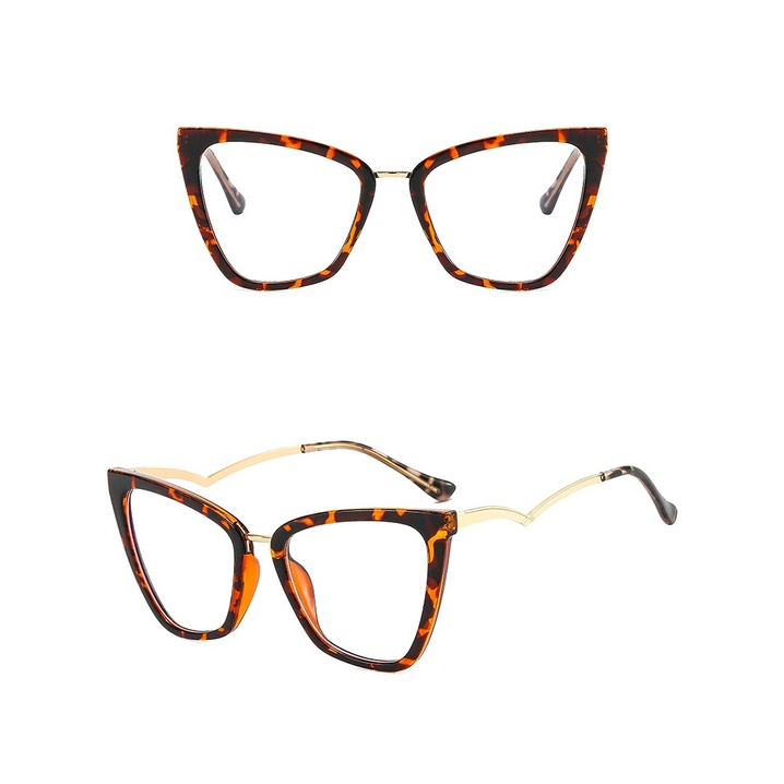 Cat Eye Flat Anti-blue Light Glasses Bingkai Besar Cermin Cahaya Fashion Glasses Frame