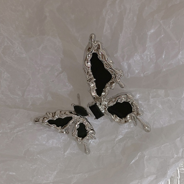 Musim Panas Hitam Ladies Earrings Vintage Kupu-Kupu Berlian Anting Hijab