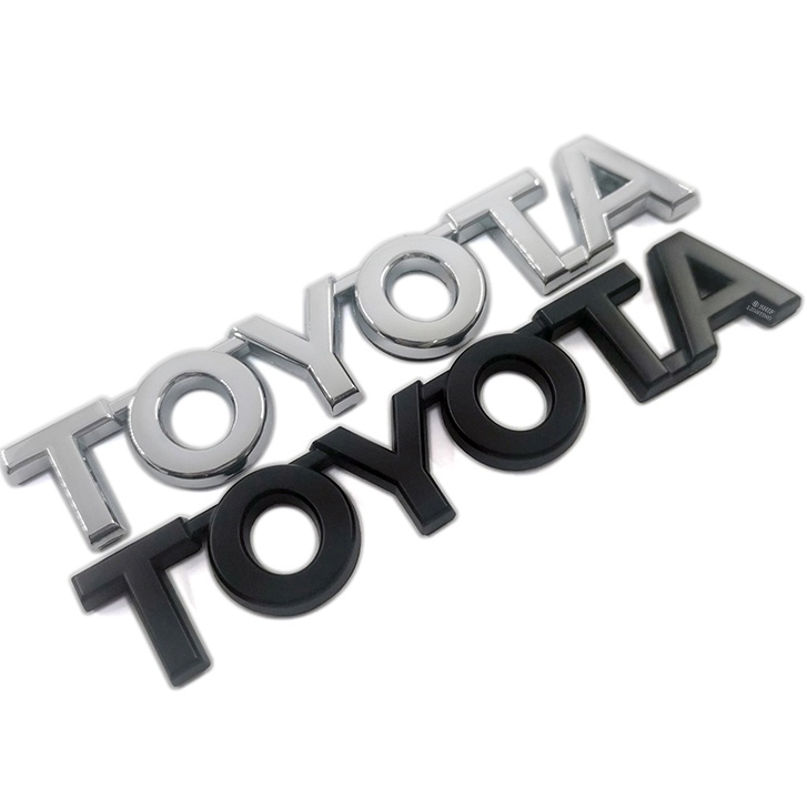 1x Logam Chrome Hitam TOYOTA Logo Huruf Mobil Auto Rear Trunk Emblem Badge Stiker Decal Pengganti TOYOTA