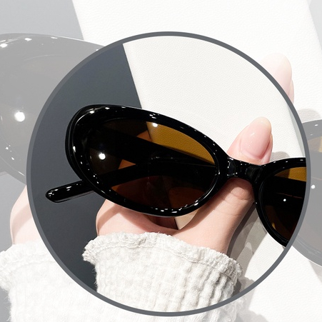 Retro Bingkai Kecil Versi Korea Kacamata oval Kacamata Hitam Kacamata Pantai Perlindungan uv400