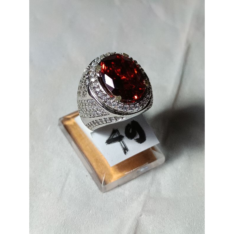red garnet ring semi perak cutting