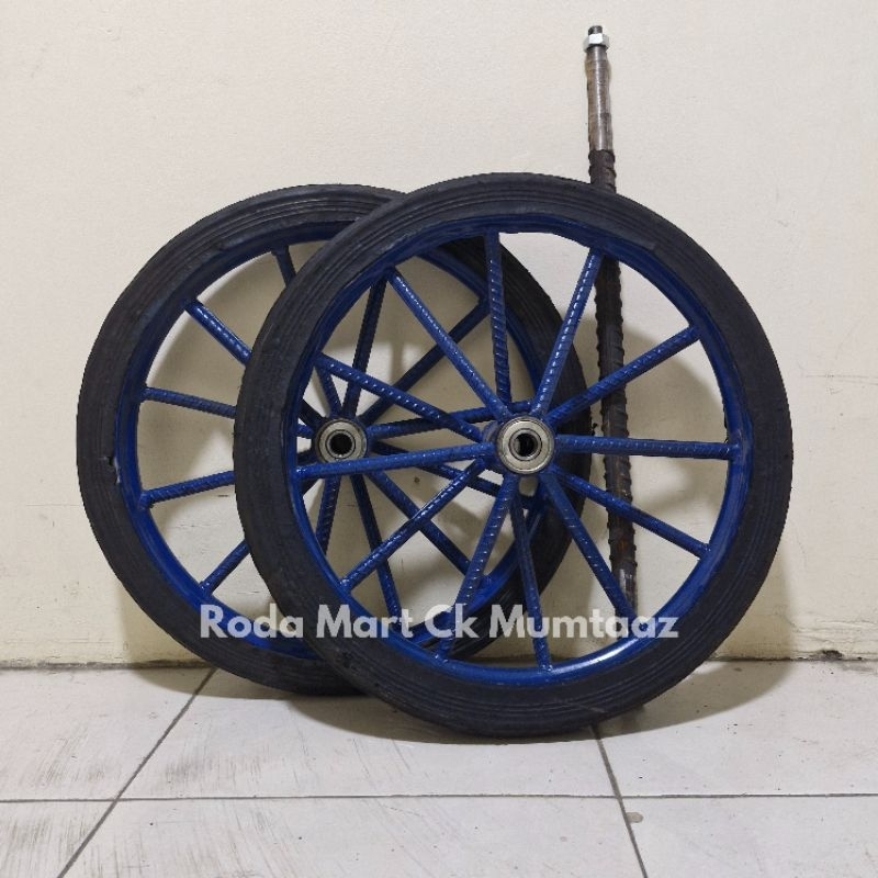 Roda Ban Mati/Ban Solid Ring 17 Ruji Behel Palang 6 Sepasang (Roda + As)
